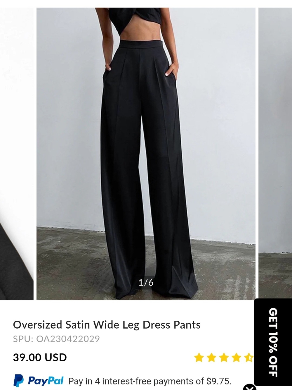 Commense Oversized Satin Wide-Leg Dress Pants - Black